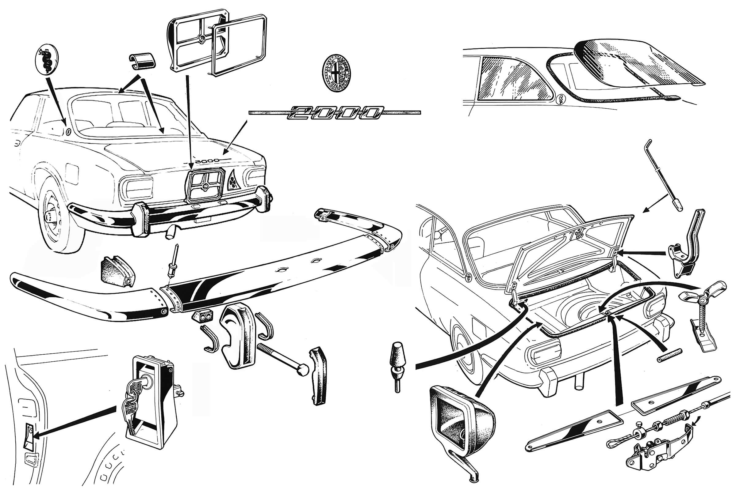 Rear Outer Finishing | Body | 105/115 Series GT Diagrams | Alfa Romeo Parts Diagram | Alfaholics