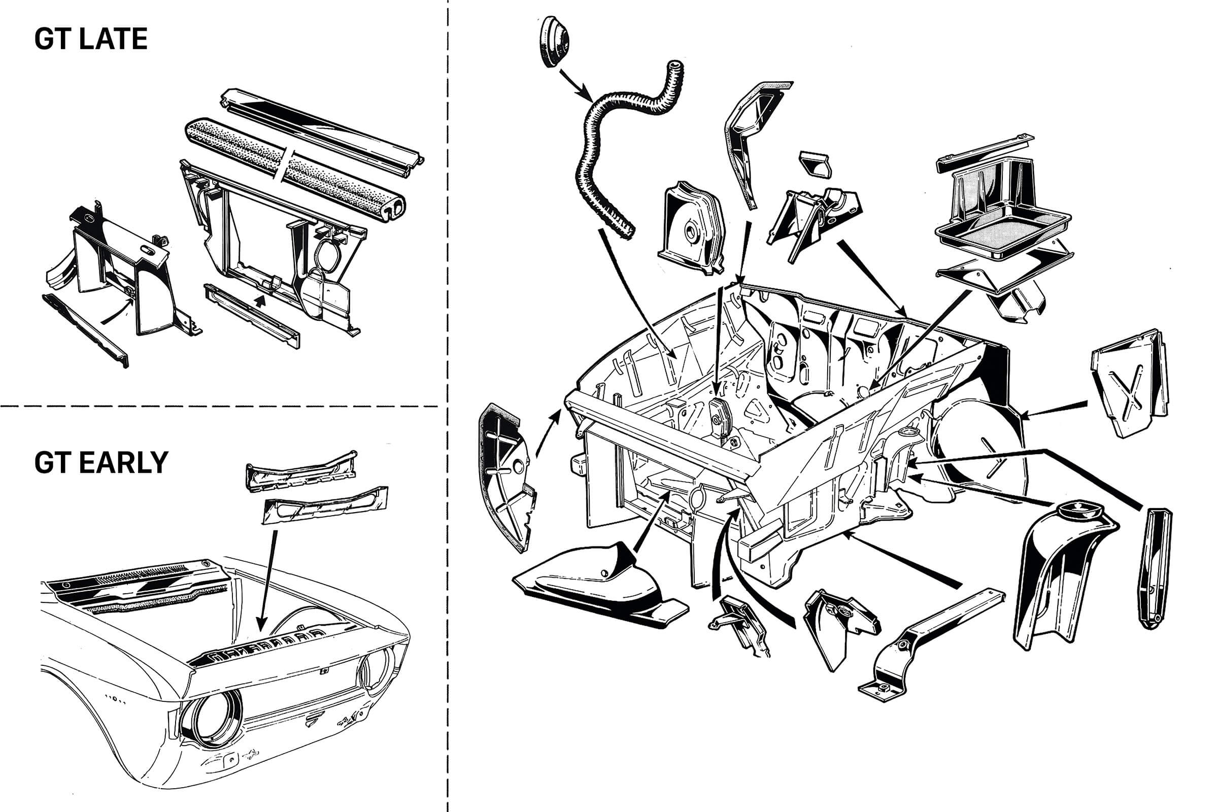 Front Chassis Panels | Body | 105/115 Series GT Diagrams | Alfa Romeo Parts Diagram | Alfaholics