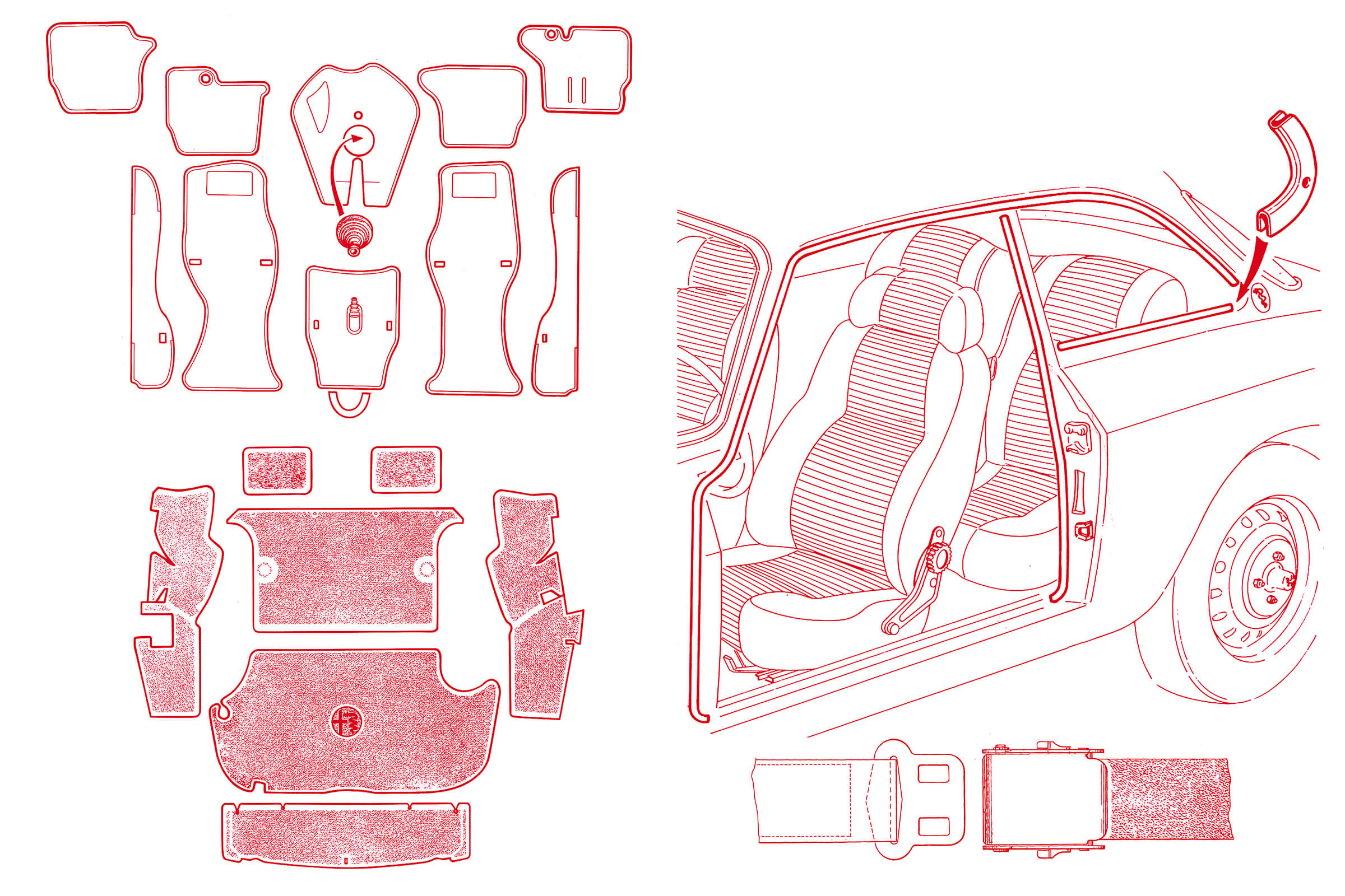 Trim & Seats | Body | 105/115 Series GT Diagrams | Alfa Romeo Parts Diagram | Alfaholics