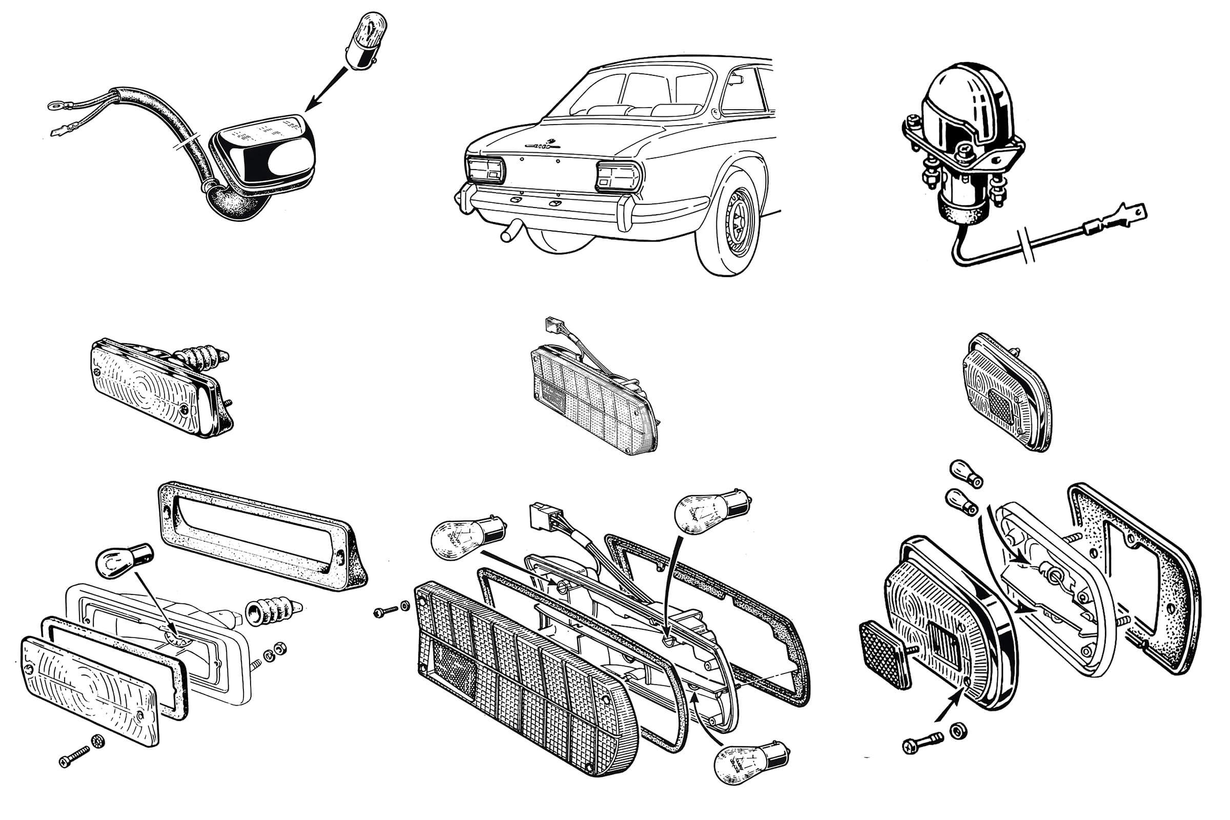 Rear Lights | Electrical | 105/115 Series GT Diagrams | Alfa Romeo Parts Diagram | Alfaholics