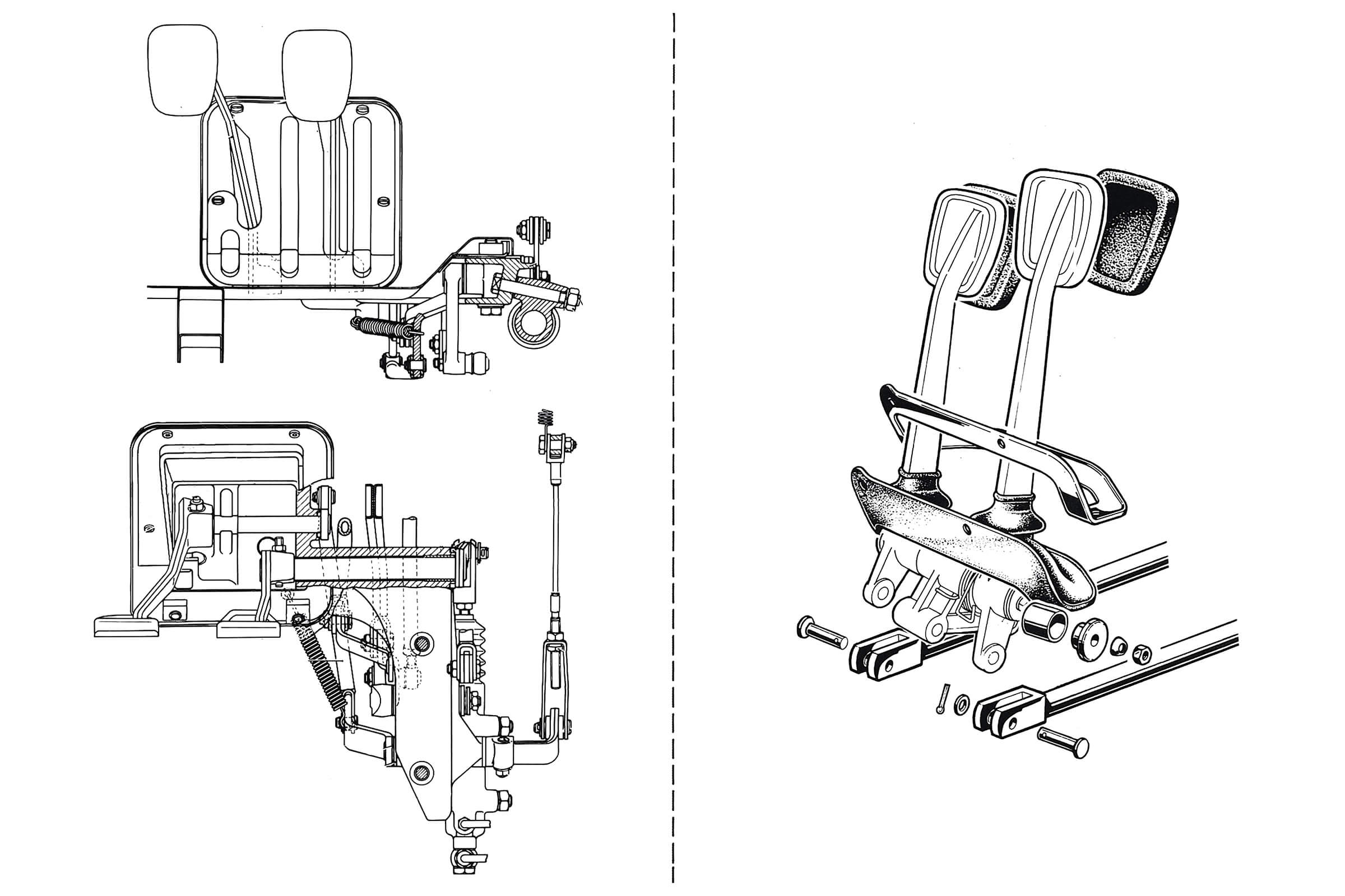 Pedals - Floor Hinge LHD & RHD | Mechanical | 105/115 Series (Shared Parts) | Alfa Romeo Parts Diagram | Alfaholics