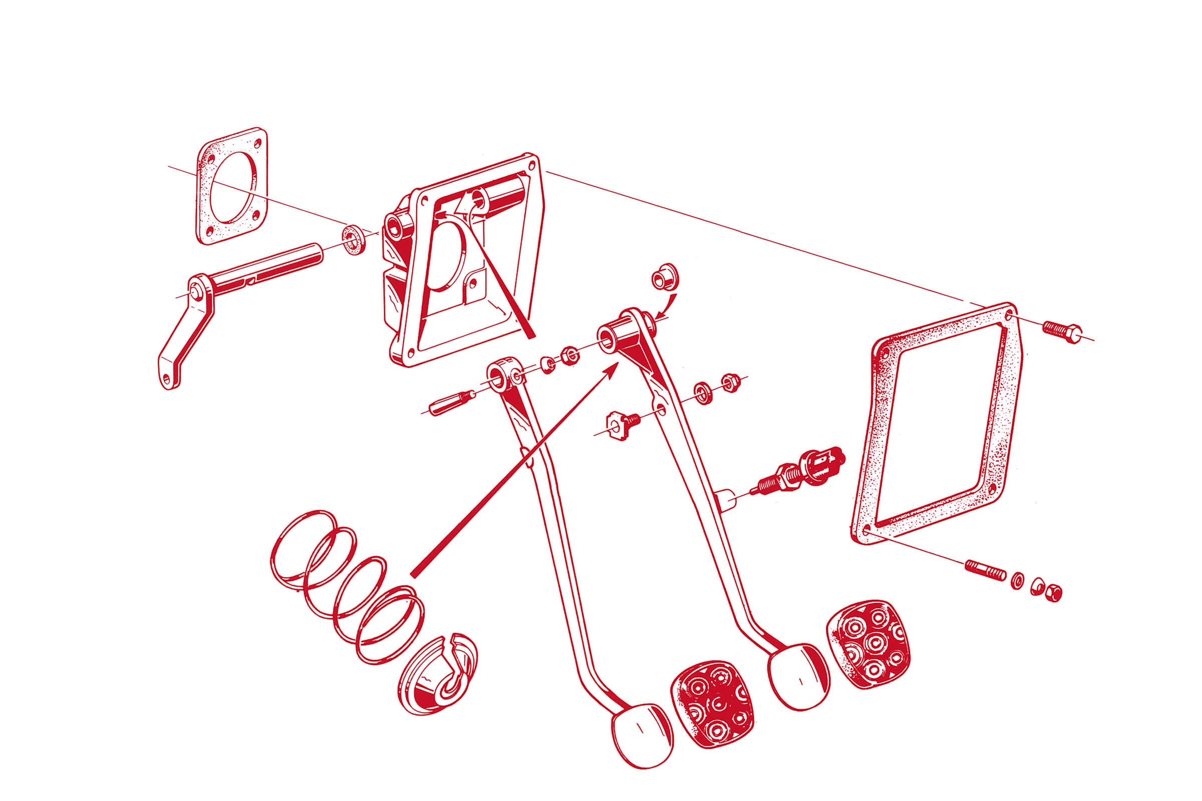 Late LHD Hanging Pedals | Mechanical | 105/115 Series (Shared Parts) | Alfa Romeo Parts Diagram | Alfaholics