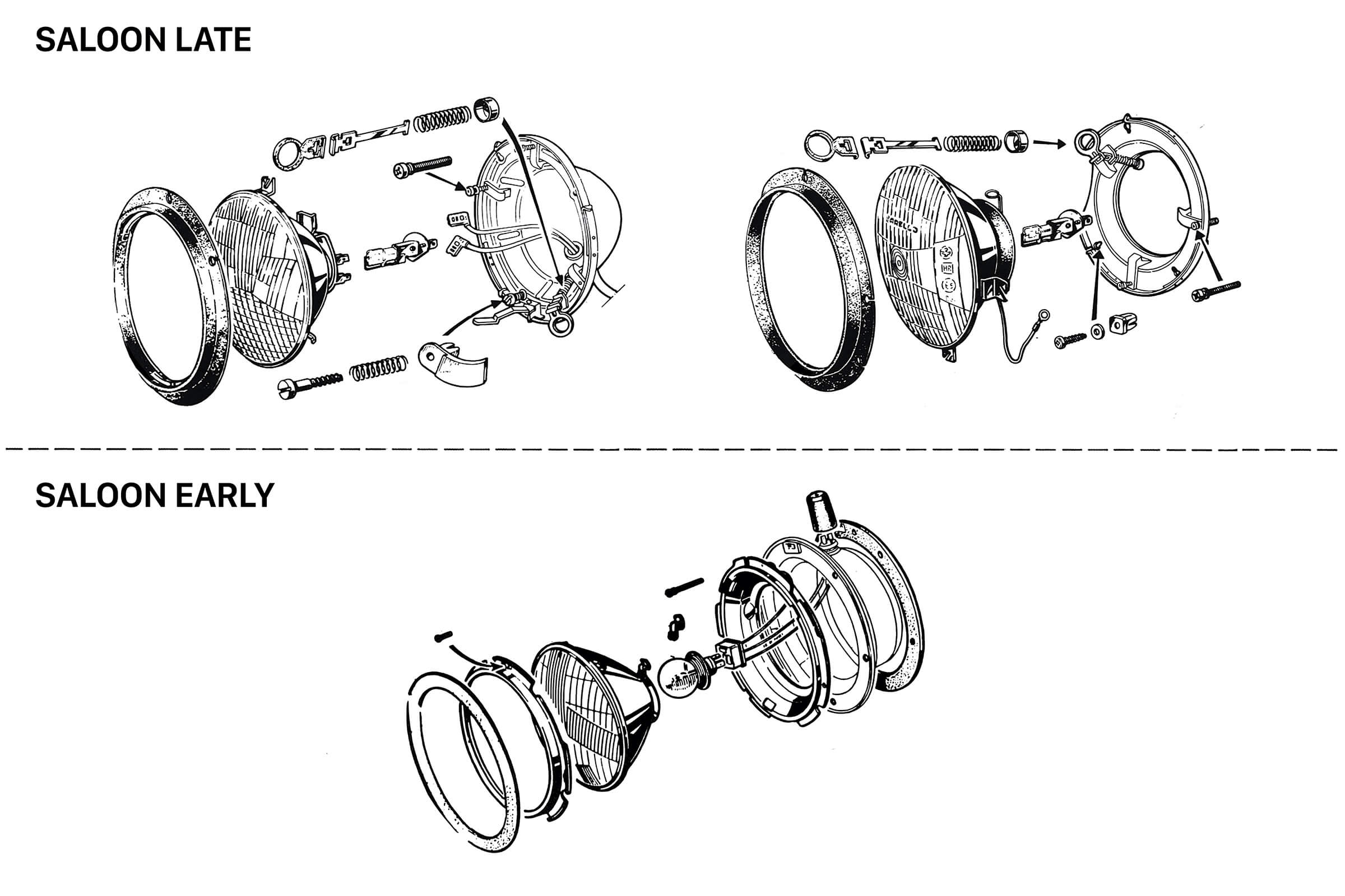 Headlights | Electrical | 105/115 Series Saloon Diagrams | Alfa Romeo Parts Diagram | Alfaholics