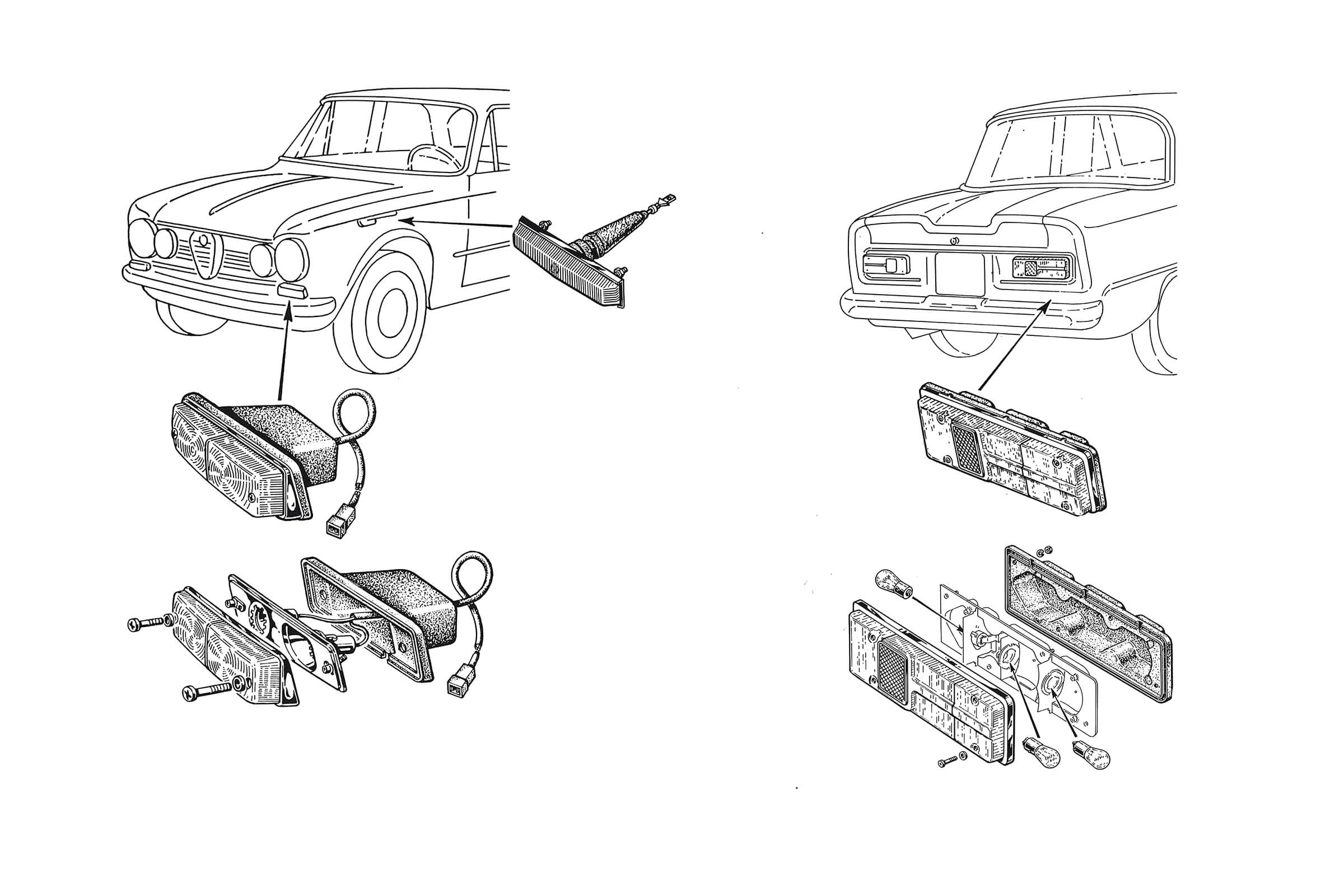 Lights | Electrical | 105/115 Series Saloon Diagrams | Alfa Romeo Parts Diagram | Alfaholics