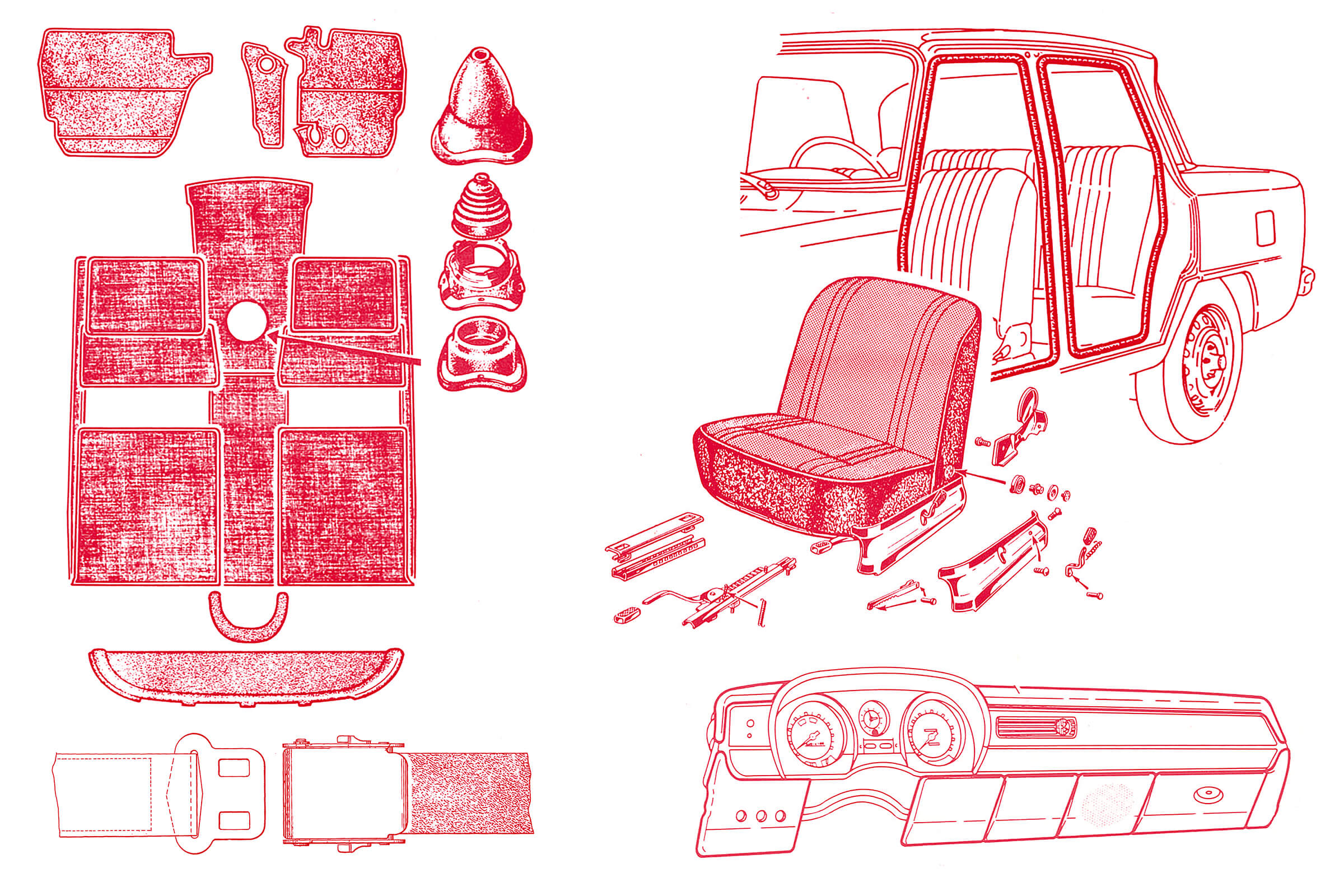 Trim & Seats | Body | 105/115 Series Saloon Diagrams | Alfa Romeo Parts Diagram | Alfaholics