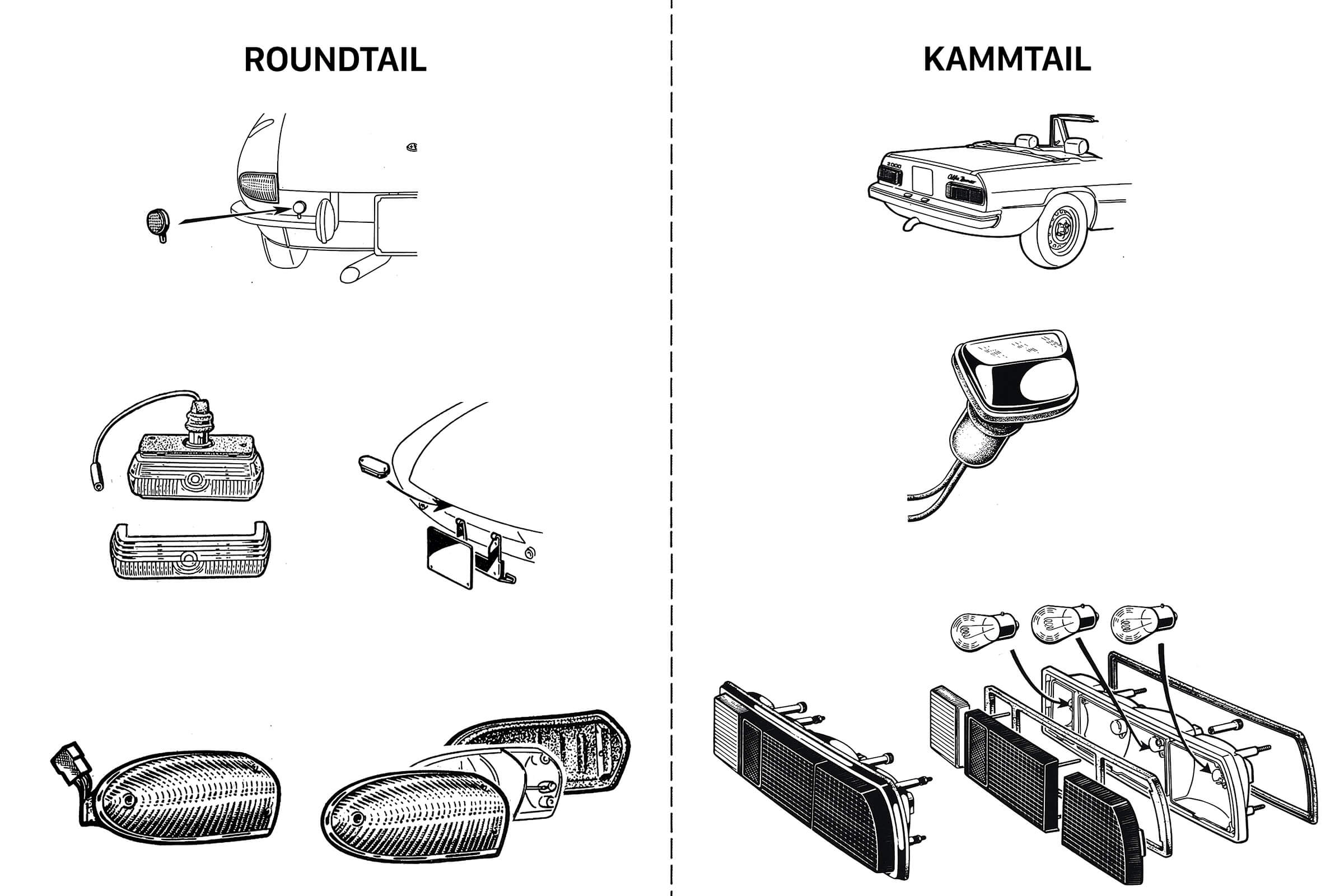 Rear Lights | Electrical | 105/115 Series Spider Diagrams | Alfa Romeo Parts Diagram | Alfaholics